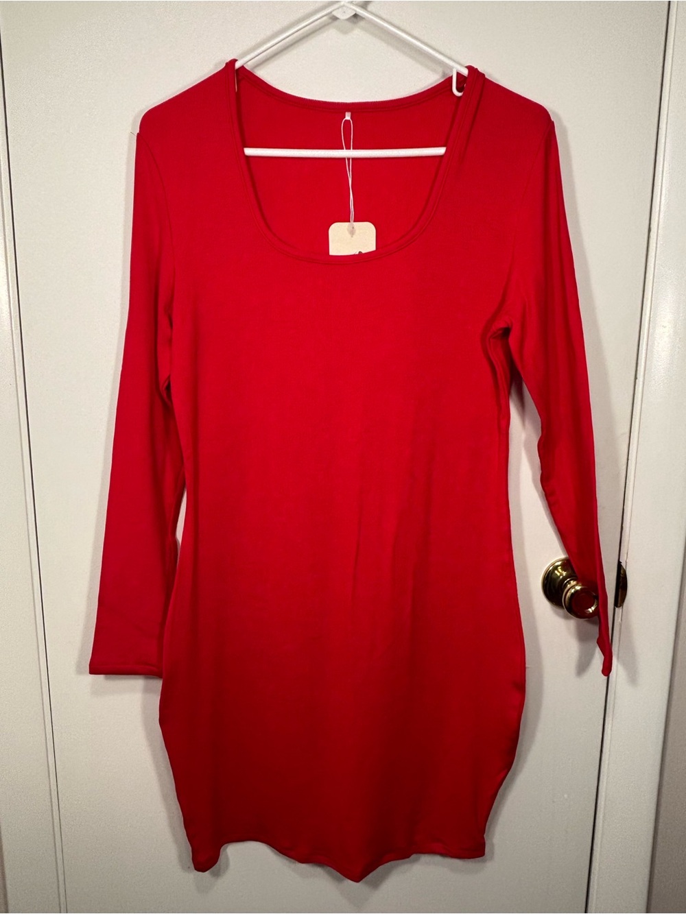 Vichyie Red Long Sleeve Dress Size XL NWT Scoop Neck Bodycon Mini
